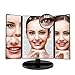 LANGRIA Trifold Makeup Vanity Mirror with 24 LED Lights, 3x/2x Magnification and Removable 10x Mirror, 180° Adjustable Rotation, Dual Power Supply Adjustable Brightness Cosmetic Mirror (Black)