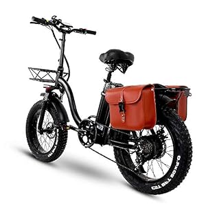 CMACEWHEEL Y20 Folding Electric Snow Bike, 48V Battery, 20 Inch Mountain Bike Fat Bike, Pedal Assist E-bike with Basket