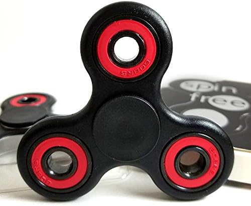 Spin Free Black Fidget Spinner Red Bearings EDC Toy Stress Reliever Non 3D With Premium Hybrid Ceramic Si3N4 Bearing Helps With ADHD Anxiety And Autism In Adults And Children