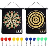 CX L SUM Magnetic Dart Board, Indoor Outdoor Dart Games for Kids with 12pcs Magnetic Darts, Safety Toy Games, Rollup Double Sided Board Game Set for Gifts