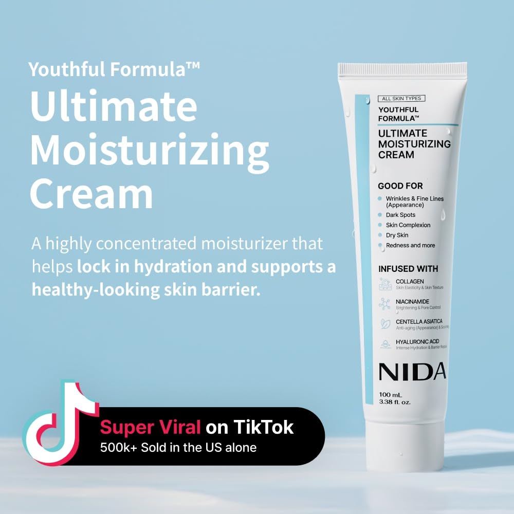 Youthful Formula™ Ultimate Moisturizing Cream | Centella Asiatica, Niacinamide, Hyaluronic Acid, Collagen | Wrinkles, Fine Lines, Dark Spots, Dry Skin, Redness | 3.38 fl. oz., 100ml