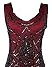 Flapper Girl Women's Vintage 1920s Sequin Beaded Tassels Hem Flapper Dress (S, Burgundy)