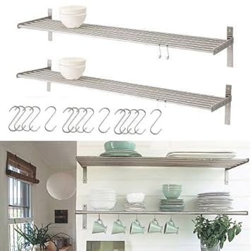 Set Of 2 Ikea Grundtal Stainless Steel Kitchen Shelves With 15 S