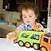 Friction Powered Car Toy Trucks with Lights and Sounds, Includes 4 Mini Cars for Kids