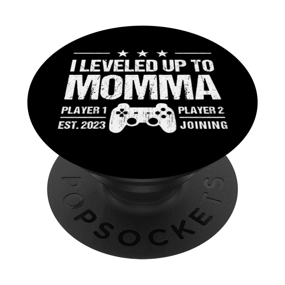 I Leveled Up To Momma Est 2023 - Funny New Mom Gamer Vintage PopSockets Swappable PopGrip