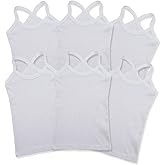 Mocolerno 6-Pack Soft Girls Dance Tank Tops Scoop Neck Undershirts 100% Cotton Cami