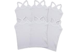 Mocolerno 6-Pack Soft Girls Dance Tank Tops Scoop Neck Undershirts 100% Cotton Cami