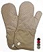 Heat Resistant Kitchen Oven Mitts 500 Degrees With Non-Slip Silicone Printed Set of 2 Oven Gloves for BBQ Cooking set Baking Grilling Barbecue Microwave Machine Washable Women and Man (Brown, Printed)
