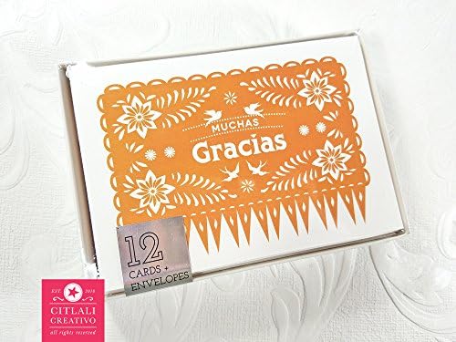 Papel Picado Muchas Gracias | Thank You Cards + Envelopes Set of 4, 8 or 12 - A1 Size