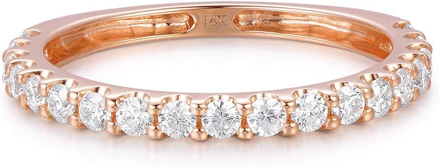 14k Gold 2mm Moissanite Half Eternity Wedding Band Ring for Women