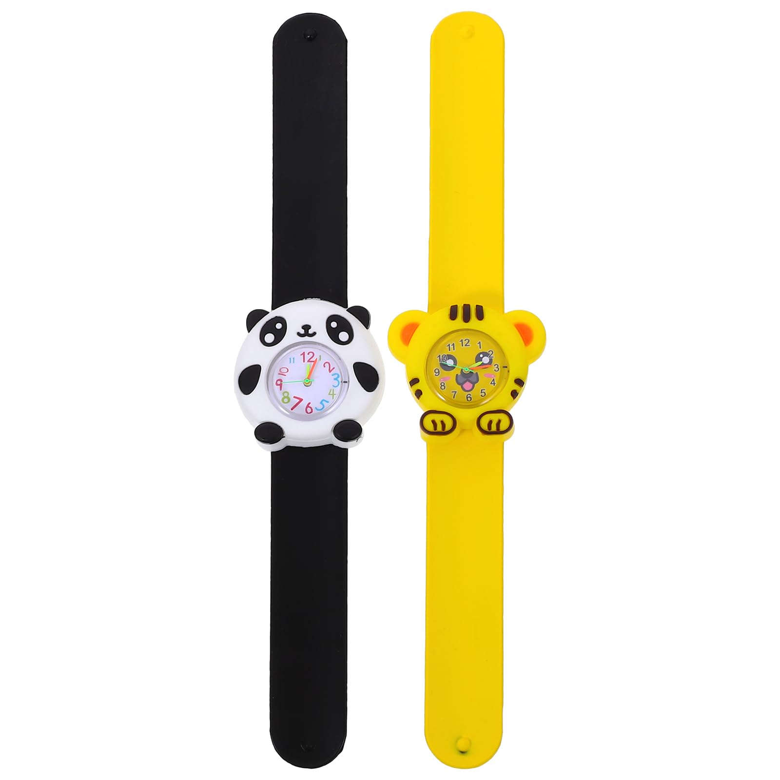 Hemobllo Kids Slap on Watch, 2 Pcs Cute Kids Cartoon Snap Bracelet Watch ES Silicone Wrist ES Slap on for Children Boys Girls