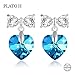 Bow-knot Earring PLATO H Heart Shape Stud Earring 925 Sterling Silver Heart & Butterfly Earrings Set with Swarovski Crystals Woman Stud Earrings Romantic Gift for Her, Ocean Blue