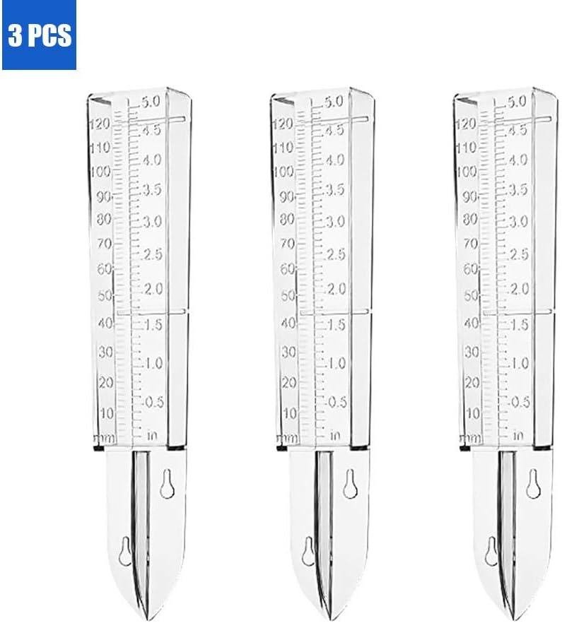 RecoverLOVE 3PCS Rain Gauge Double Scale Light Weight Household Simple Plastic Rain Water Measuring Device 5 Inch Capacity Insert Soil Test Garden Rainwater Meter For Lawn Yard