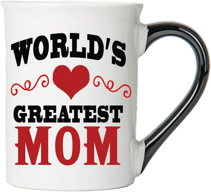 Cottage Creek Coffee Mug, Large World's Greatest Mom Mug, 18oz, Ceramic Mom Coffee Cup (White)