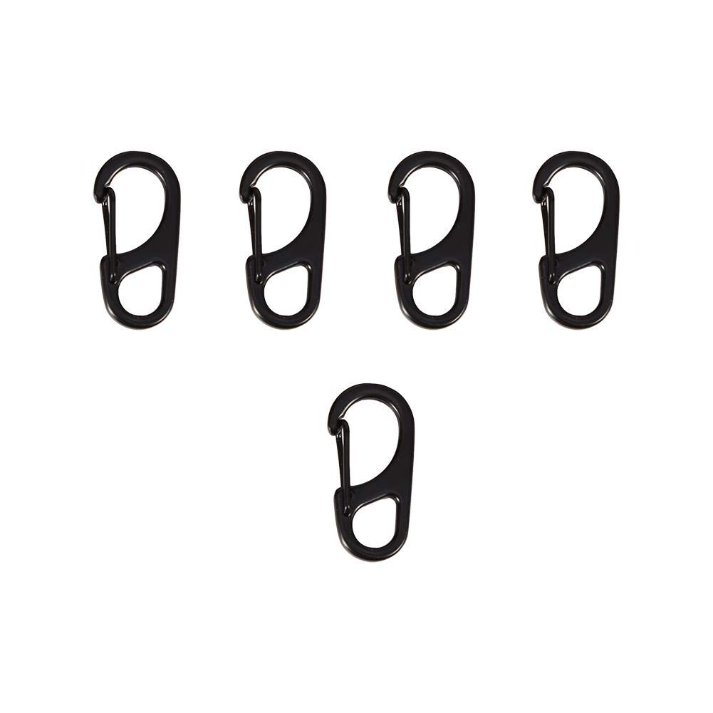 Carabiner Keyring Clip, 5PCS EDC Portable Metal Alloy D-shaped Carabiner Keychain Clip for Camping Hiking Traveling Fishing Backpack (Black)