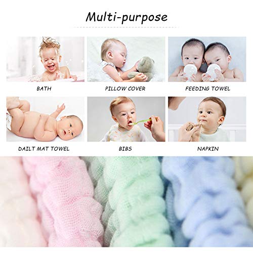image for Baby 100% Cotton Washcloths, Fasoar Reusable Muslin Baby Wipes, Soft A