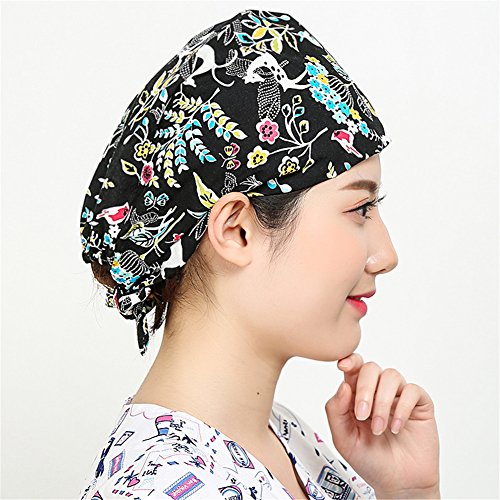 Unisex Scrub Cap Hat Bouffant Reusable Floral Women Men Multi Color One Size - Thumbnail 4