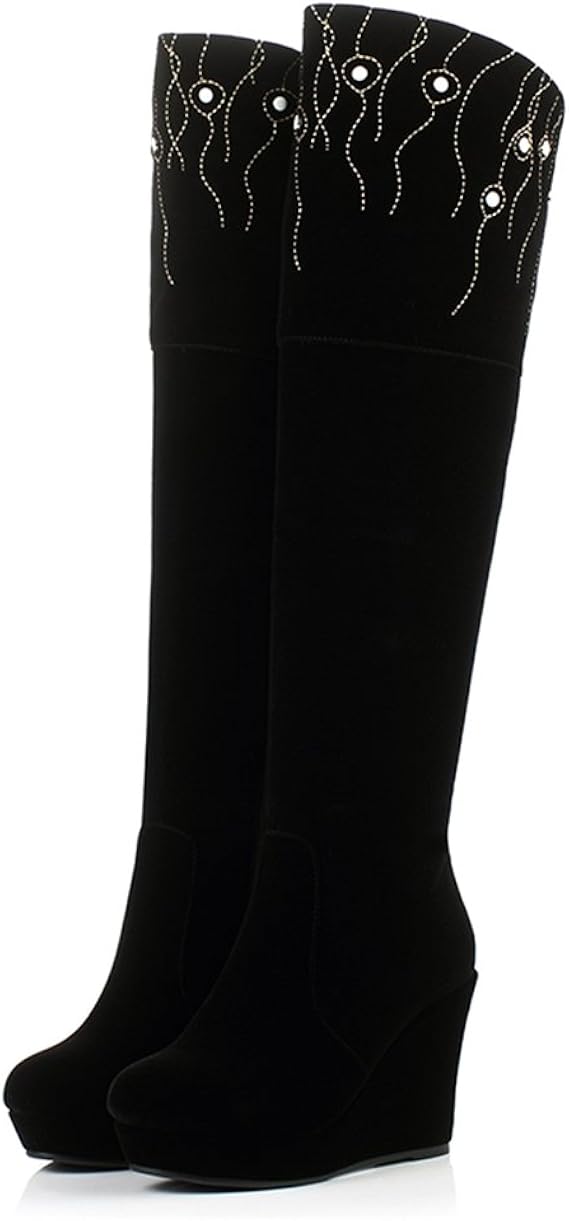 Amazon Co Jp ノーブランド品 ニーハイブーツ ブーツ レディース ウエッジソール ロング ロングブーツ ブラック 靴 Ymxw 23 0cm ブラック 服 ファッション小物