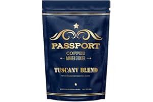PASSPORT COFFEE AND TEA Passport Coffee Tuscany Blend - Medium & dark roast blend from Sumatra, Guatemala & Ethiopia. Flavor notes of caramel and rich chocolate. Premium whole bean coffee, 12oz Bag