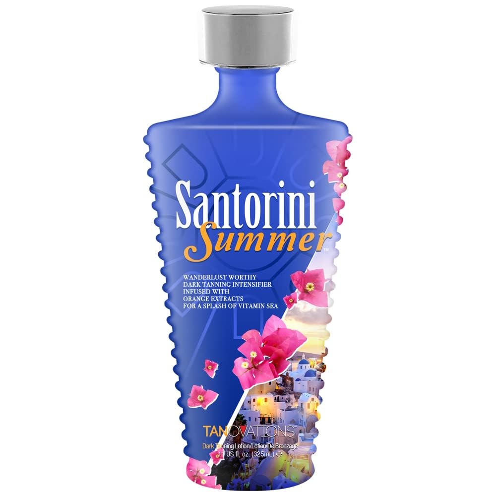 Tanovations SANTORINI SUMMER skin softening dark tanning Intensifier tanning bed lotion, 12 ounce