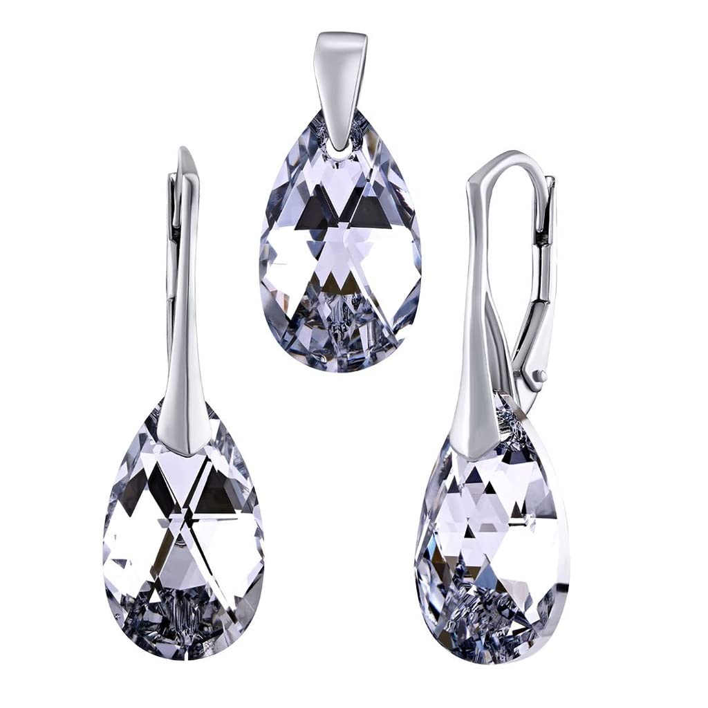 SILVEGO Women 925 Sterling Silver Jewellery Set with Swarovski Crystals Drop Argent