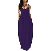 Fussangshu Women's Summer Maxi Dress Long Dress Casual Boho Sleeveless Strap Smocked Tiered Long Beach Sun Dresses