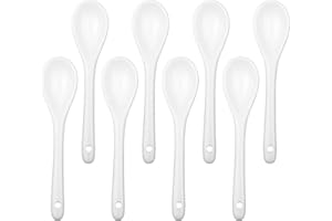 AceElite Espresso Spoons 8 Pieces, Ceramic Coffee Spoons Set, White Small Spoons for Coffee, Tea, Yogurt, Sauce and Desserts,