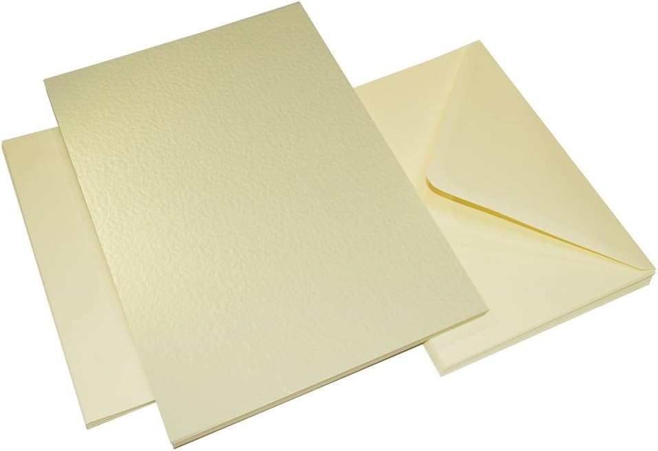 Craft UK 2253 C5 Hammered Card and Envelope pack of 25 - Ivory, ivory hammered