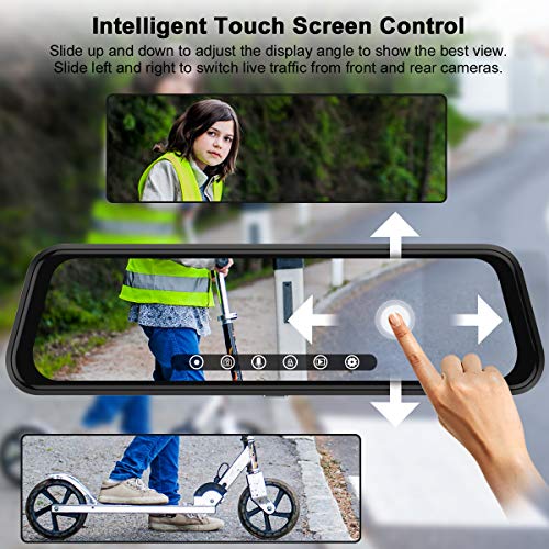 Backup Camera, 10Inch 1080P HD Mirror Dash Camera, Rear View Front and Rear Dual Lens with Loop Record, G-Sensor, 1080P Waterproof Reversing Assistance Camera, Parking Monitor, Night Vision [GRC] - Thumbnail 4