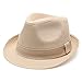 Classic Trilby Short Brim 100% Cotton Twill Fedora Hat with Band(Khaki,LXL)