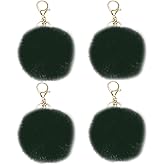 jtkdxqs 4 Pieces Cute Pom Pom Bag Charm Soft Artificial Rabbit Fur Plush Fluffy Ball Key Ring for Women