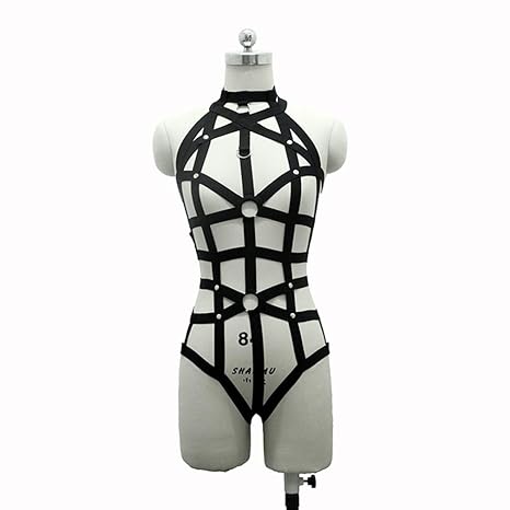 DuuoZy Frauen Sexy aushöhlen Bandage Bodys Body Harness Teddy Dessous, schwarz, eine Größe