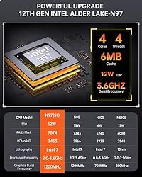 ACEMAGIC Mini pc, 12th Gen N97 (up to 3.6GHz) Mini