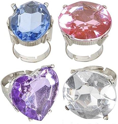 GIANT FAUX DIAMOND RING. ONE DOZEN.Great for Mardi Gras, bachelorette Party, Sleepovers and More