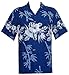 Alvish Hawaiian Shirt 35 Mens Bamboo Tree Print Beach Aloha Party Holiday Blue 3XL