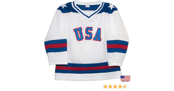 Amazon Com 1980 Usa Olympic Miracle On Ice Hockey Jersey Child Sizes White 8 9 Sports Outdoors