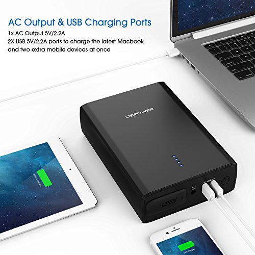 DBPOWER-26400mAh-Laptop-Power-Bank-AC-Outlet-Portable-Power-Bank-Travel-Charger-80W-output-with-two-USB-Ports-Universal-Battery-Pack-for-Macbook-Laptops-Smartphones