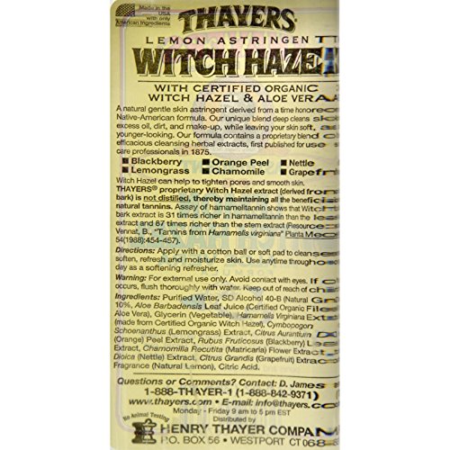 Thayers Witch Hazel Gentle Facial Lemon Astringent Lotion with Organic Aloe Vera, 355ml