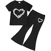 HSOXLQF Kid Girls Clothes 2 Piece Outfit Butterfly Sweatshirt & Flare Leg Pants Fall Winter for Girl Cute Set