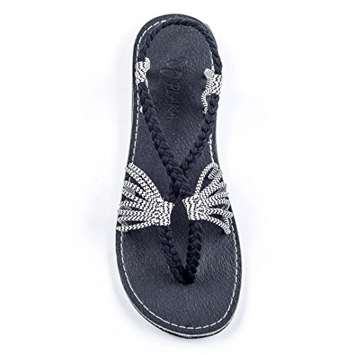 Plaka Flat Summer Sandals for Women by Black Zebra 10 Seashell