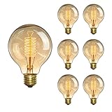 KINGSO Vintage Edison Bulb 60W Incandescent Antique Dimmable Light Bulb Dimmable for Home Light Fixtures Squirrel Cage Filament E27 Base G80 110V ( 6 Pack )