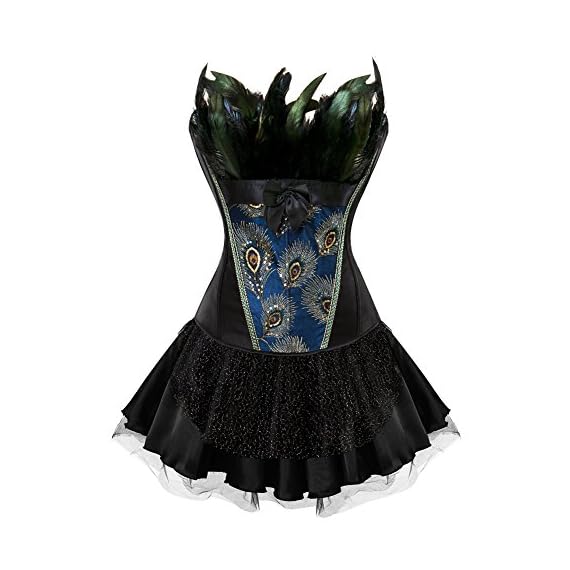 frawirshau-Womens-Peacock-Style-Lace-Up-Boned-Corset-Burlesque-Lingerie
