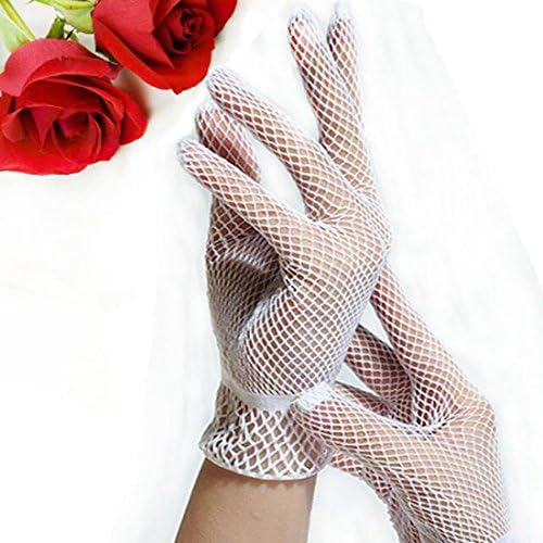 NPLE--Newest 1 Pair Fishnet Mesh Gloves Women Summer UV Protection Lace Glove (White)