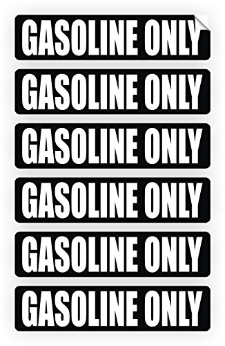 GASOLINE ONLY Automotive Fuel Decals | Gas Can Stickers | Truck Labels | Black Vinyl Markers (6-pack)