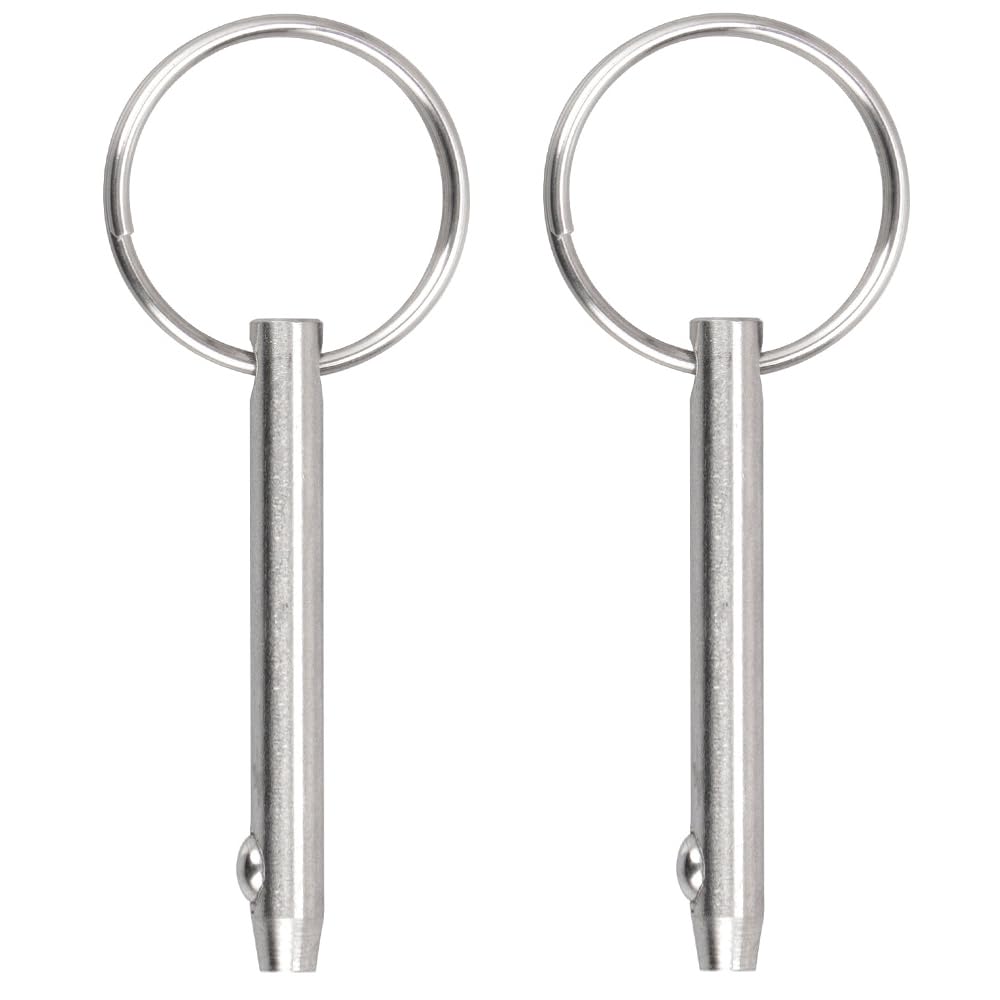 Photo 1 of 2 PCS Marine 316 Stainless Steel Quick Release Pin Bimini Top Pin, Diameter 1/4"(6.3 mm), Overall Length 3.74"(95 mm), Usable Length 3.15"?80 mm