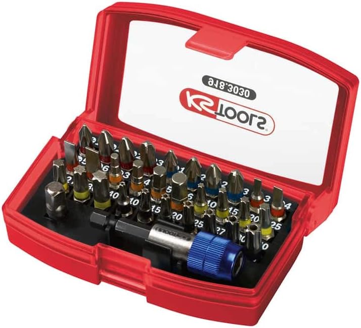 KS Tools 918.3070 Torsionplus 30 Colour Coded Screwdriver Bits Set including Extension Bar/Adapter, Chromé Satiné, Variety Pack