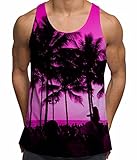 Men's Graphic Tank Top Palm Tree Beach Party Sleeveless Tee Shirt
