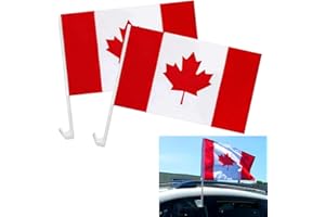 2PCS Canada Car Flags,Canadian Flag Banner for Outdoor Automobile Truck Vehicle Frame Window with Pole