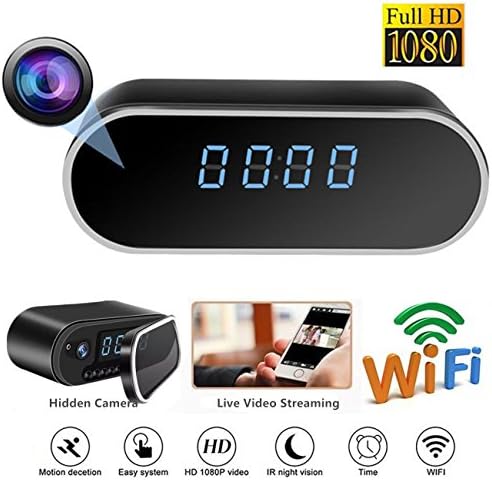Spy Camera, Hidden Camera WIFI Spy Camera in Clock/HD 1080P Wireless Security Camera for Nanny Cam Night Vision Remote View Motion Dection