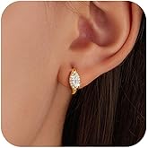 XAYAH Marquise Halo Hoop Earrings for Women 925 Sterling Silver 14K Gold Plated Sparkling Cubic Zirconia Hoop Earrings to Daughter Mom Cartilage Dangle Huggie Earring Valentine's Day Jewelry Gifts